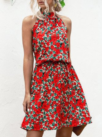 Floral Printed Boho Holiday Mini Dress