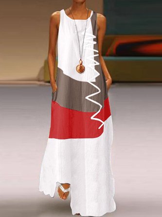 Lightgreen Sleeveless Cotton Crew Neck Dress