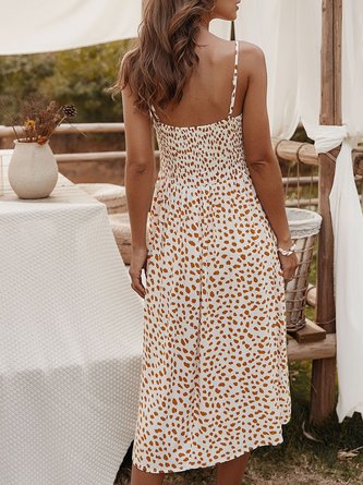 Graphic Printed Pockets Holiday Midi Dress