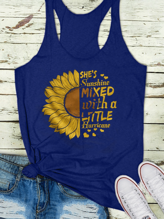 Cotton-Blend Floral-Print Sleeveless Casual Top