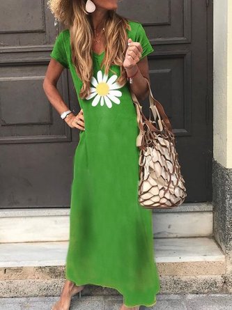 Short Sleeve Casual Cotton Dress