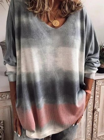 V Neck Casual Long Sleeve Top