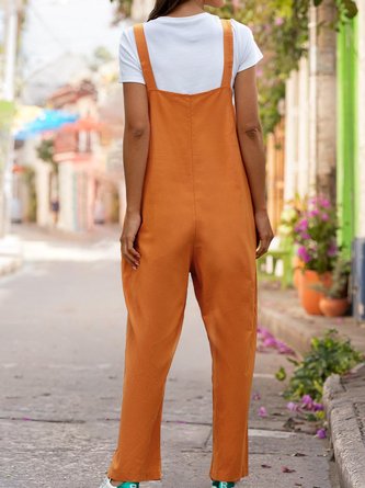 Daily Casual Solid Sleeveless Jumpsuit