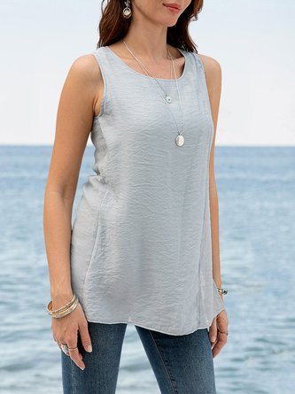 Light Gray Casual Plain Tiered Top
