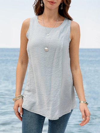 Light Gray Casual Plain Tiered Top