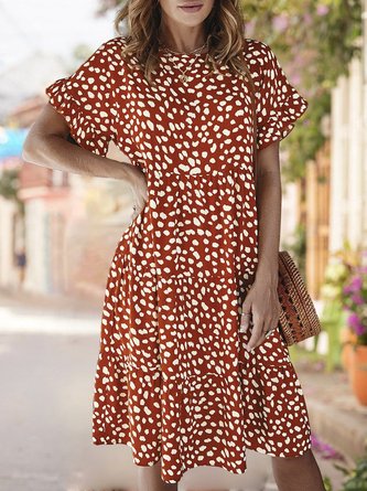 Holiday Shift Paneled Crew Neck Midi Dress