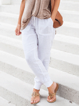 Cotton-Blend Straight Leg Pants