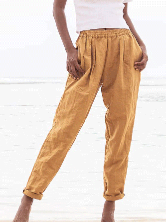 Cotton-Blend Straight Leg Pants
