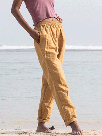 Cotton-Blend Straight Leg Pants