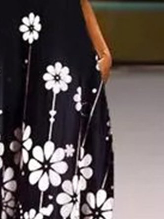 V Neck Floral-Print Sleeveless Dress