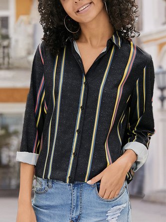 Long Sleeve Daily Stripes Blouse