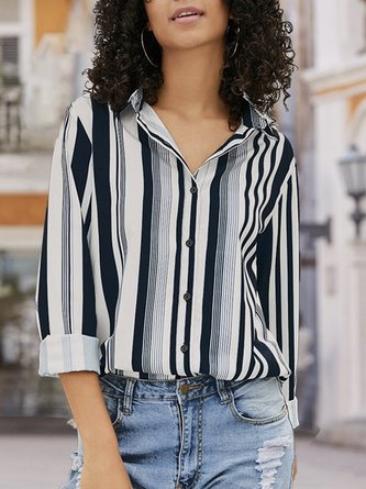Long Sleeve Daily Stripes Blouse