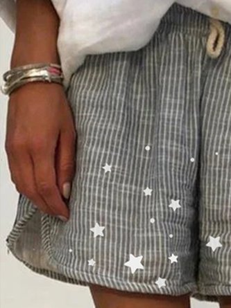Star Print Striped Shorts Casual Short
