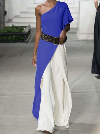 Cold Shoulder Maxi Dresses Two Piece Work Paneled Solid Dresses