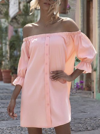 Horizontal Neck Shift Date Mini  Dress