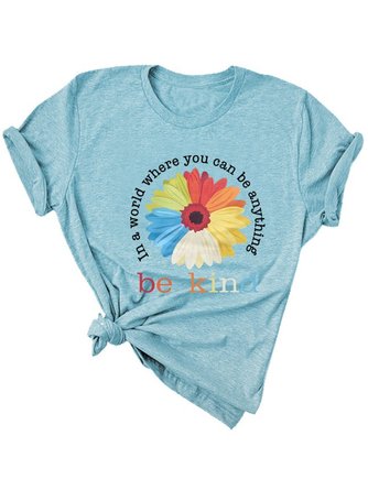 Casual Crew Neck Floral Top