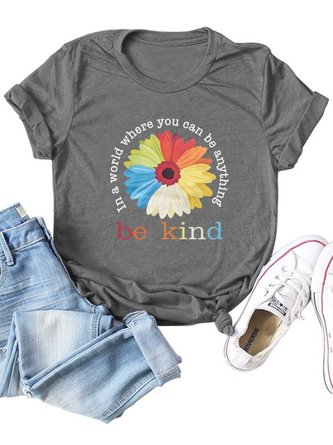 Casual Crew Neck Floral Top