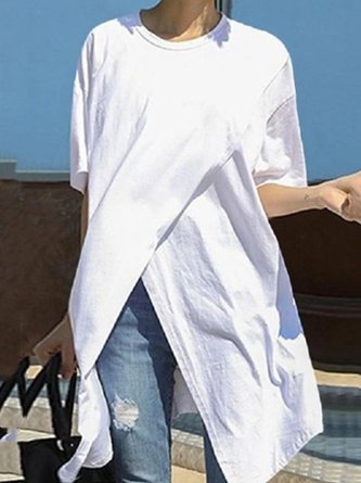Casual Asymmetric Short Sleeve T-Shirt