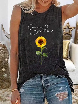 Black Sleeveless Cotton Patchwork Round Neck Shirts & Tops