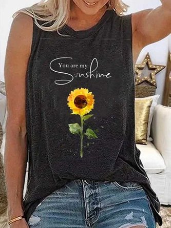 Black Sleeveless Cotton Patchwork Round Neck Shirts & Tops