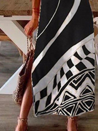 Black Shift Casual Crew Neck Dress