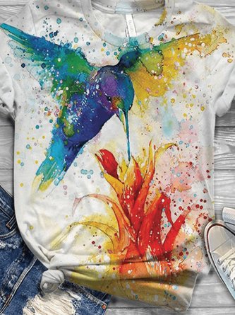 Plus Size Floral Cotton-Blend Short Sleeve Top