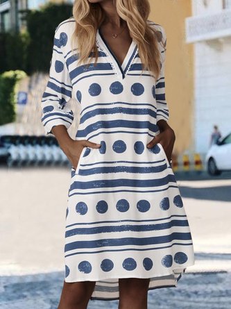 Pockets Polka Dots Mini Dress Plus Size Dress