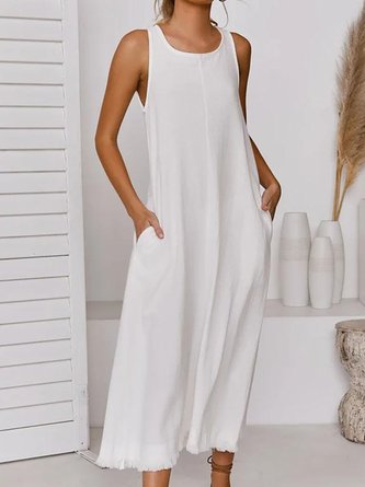 Sleeveless Tassel Hem Elegant Midi Dress