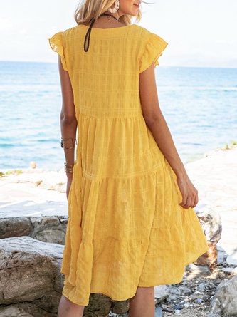 Yellow A-Line Beach Sleeveless Mini Dress