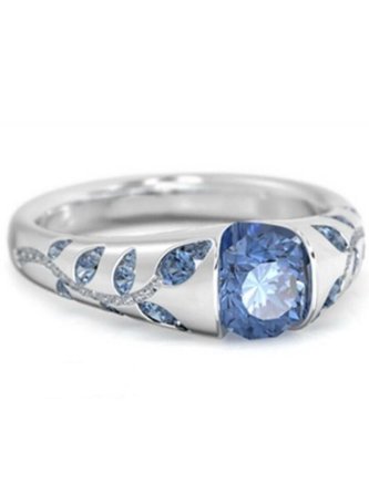 Leaves set with Gemstone Ring