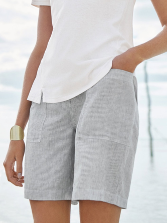 Striped Pockets Casual Pants