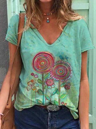 Graphic Printed Short Sleeve Casual Top