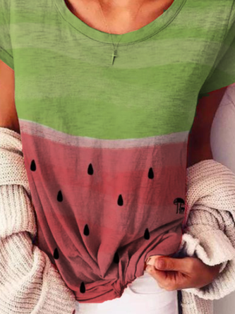 Plus size Casual Printed Short Sleeve Top