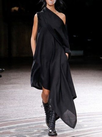 Elegant Dresses Asymmetrical Solid Dress