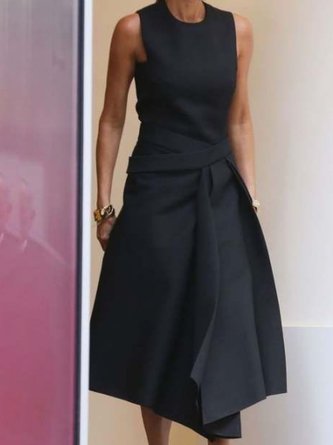 Casual Sleeveless Round Neck Plus Size Dress