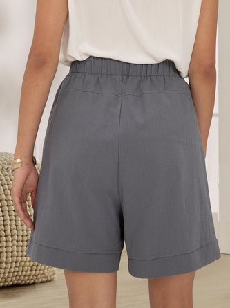 Gray Pockets Solid Casual Shift Pant