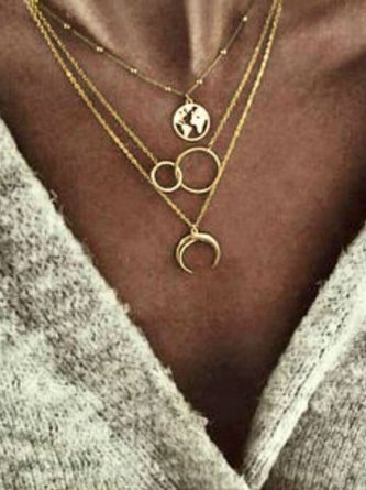 Women Alloy Multi-layer Sliver Necklace