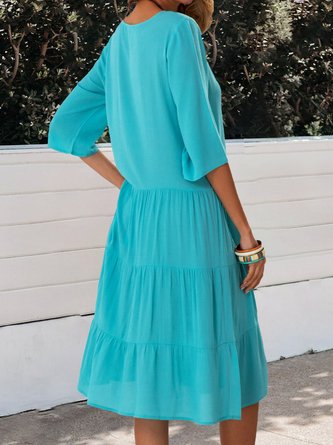 Blue A-Line Casual Mini Dress