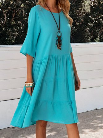 Blue A-Line Casual Mini Dress