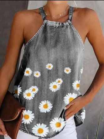 Printed Cotton-Blend Casual Top