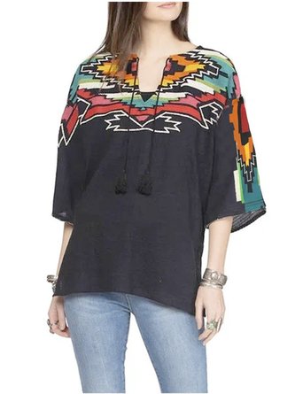 V Neck Short Sleeve Blouse