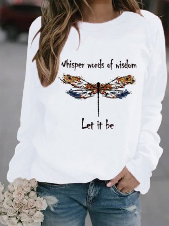 Cotton-Blend Casual Long Sleeve Printed Sweatshirt