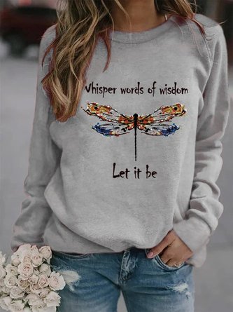 Cotton-Blend Casual Long Sleeve Printed Sweatshirt