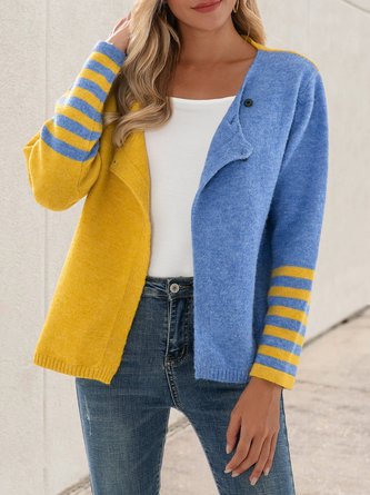 Blue Casual Shift Color-block Sweater