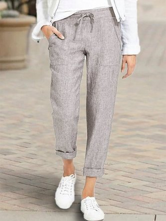 Casual Solid Straight Leg Pants