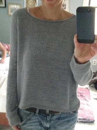 Casual Shift Round Neck Plain Sweater