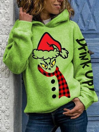 Grinch Face Drink Up Christmas Hoodie