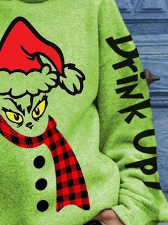 Grinch Face Drink Up Christmas Hoodie