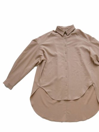 Casual Long Sleeve Plain Shift Top