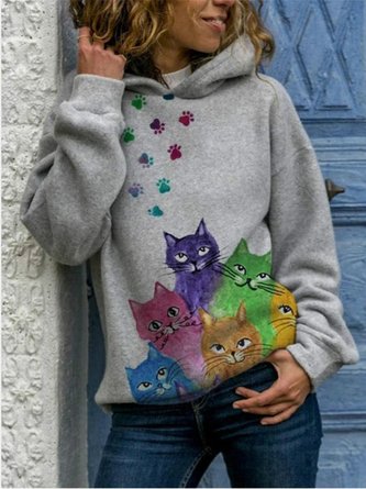 Cotton-Blend Long Sleeve Sweatshirt